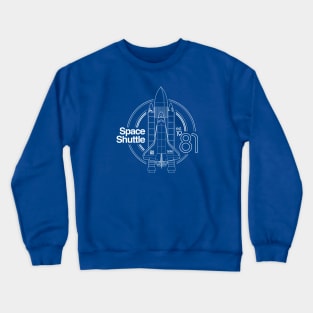 Space Shuttle Retro White Outlined Design Crewneck Sweatshirt